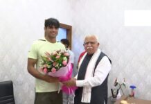 Neeraj Chopra Meet CM Manohar Lal Khattar