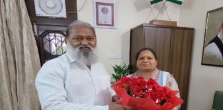 लोकसभा का टिकट मिलने के बाद अनिल विज से मिलने पहुंची बंतो कटारिया