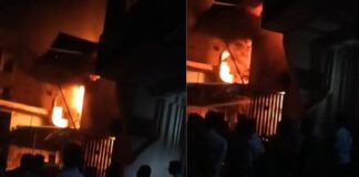 कपड़े के वेस्ट के गोदाम में लाखों का माल राख,