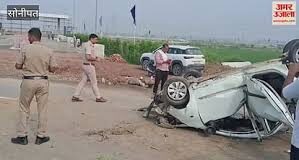 सीईटी परीक्षा देने जा रही एक परीक्षार्थी महिला की गाड़ी पलट गई।