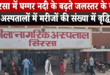 सिरसा में पिछले कई दिनों से घग्गर नदी पूरे उफान पर है।