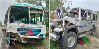 हरियाणा के यमुनानगर में हादसा हुआ है। यमुनानगर के छछरौली के लेदी-बिलासपुर रोड पर गांव खानूवाला मोड़ के पास रोडवेज बस और कार की टक्कर हो गई।