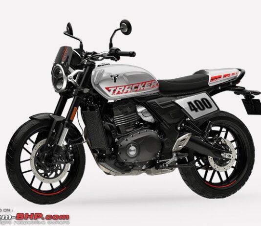 ट्रायम्फ इंडिया ने लंबे इंतजार के बाद आखिरकार भारतीय बाजार में अपनी 350 सीसी मोटरसाइकल ट्रैकर 400 लॉन्च कर दी है